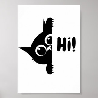 Affiche de chat mignon salut