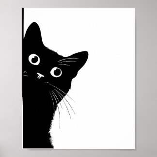 Affiche de chat noir de côté pour les amoureux de 