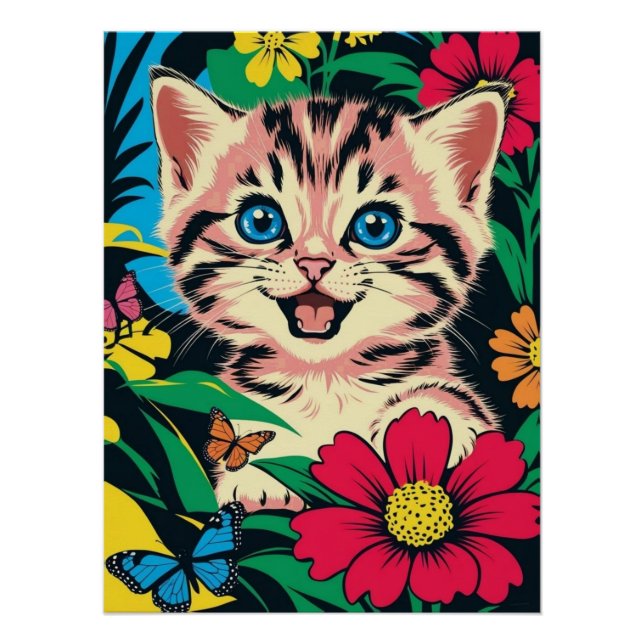 Affiche de chaton mignon dans le style de peinture (Devant)
