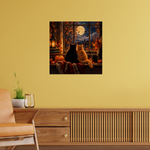 Affiche de chats gothiques d'automne - Art cosy d'