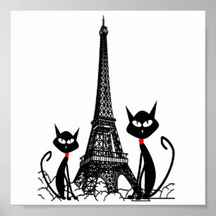 affiche de chats tour eiffel