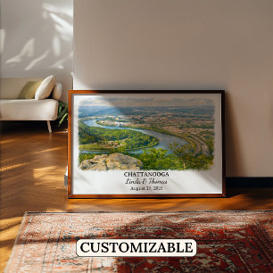 Affiche de Chattanooga Tennessee, Aquarelle, Sur m