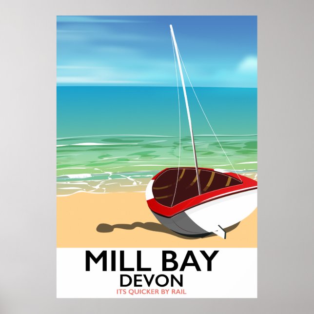 Affiche de chemin de fer Mill Bay Devon (Devant)