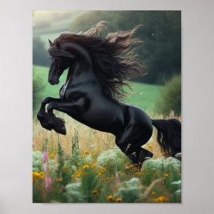 Affiche de cheval noir mural