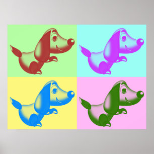 Affiche de chien de dessin animé Pop Art