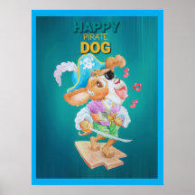 Affiche de chien pirate heureux