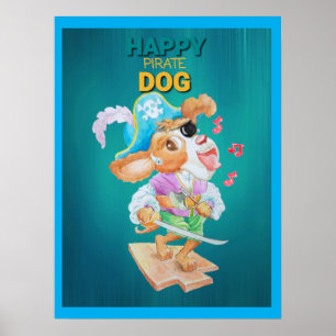 Affiche de chien pirate heureux