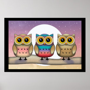 Affiche de chouette mignonne