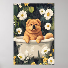 Affiche de Chow Chow dans la baignoire, affiche dr