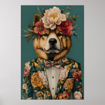 Affiche de Chow Chow en costume, Portrait de Chow 