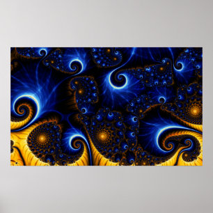 Affiche de ciel fractal bleu abstrait
