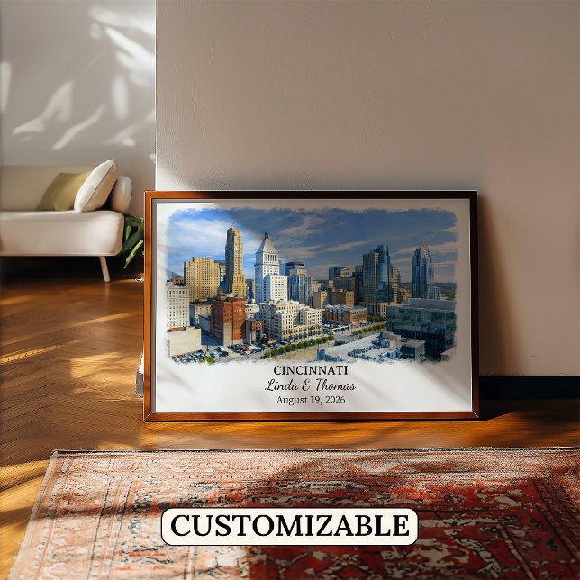 Affiche de Cincinnati Ohio, Aquarelle, Sur mesure (Créateur téléchargé)