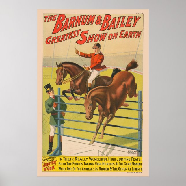 Affiche De Cirque De 2 Ponies Qui Saute Sur Un Obs (Devant)