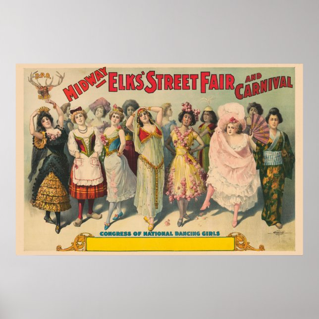 Affiche De Cirque Montrant Des Femmes En Costume N (Devant)
