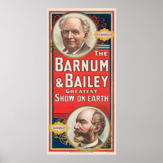Affiche De Cirque Montrant Des Portraits De Barnum (Devant)
