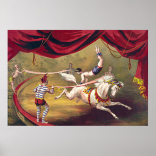 Affiche de cirque montrant l'acrobate se produisan