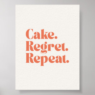 Affiche de citation amusante – Cake Regret Repeat