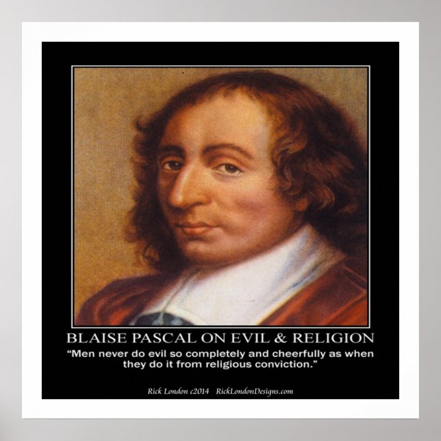 Affiche de citation de Blaise Pascal & Mal religie (Devant)