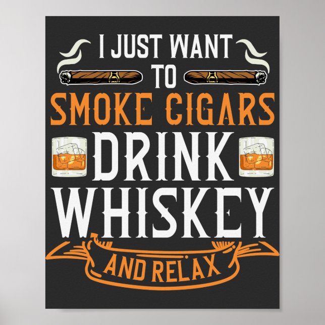 Affiche de citation de cigar et de whisky (Devant)
