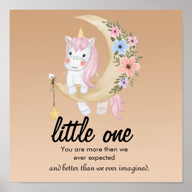 Affiche de citation de nurserie mignonne licorne l (Devant)