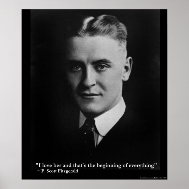 Affiche de citation de Scott Fitzgerald "Amour/Com (Devant)