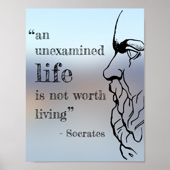 Affiche de citation de Socrates "Vie non examinée" (Devant)