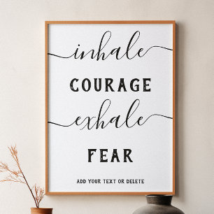 Affiche de citation de Yoga blanc noir pour Inhale