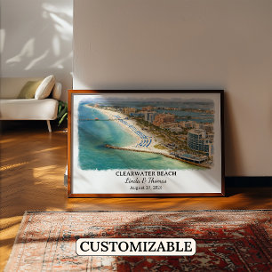 Affiche de Clearwater Beach Floride, aquarelle