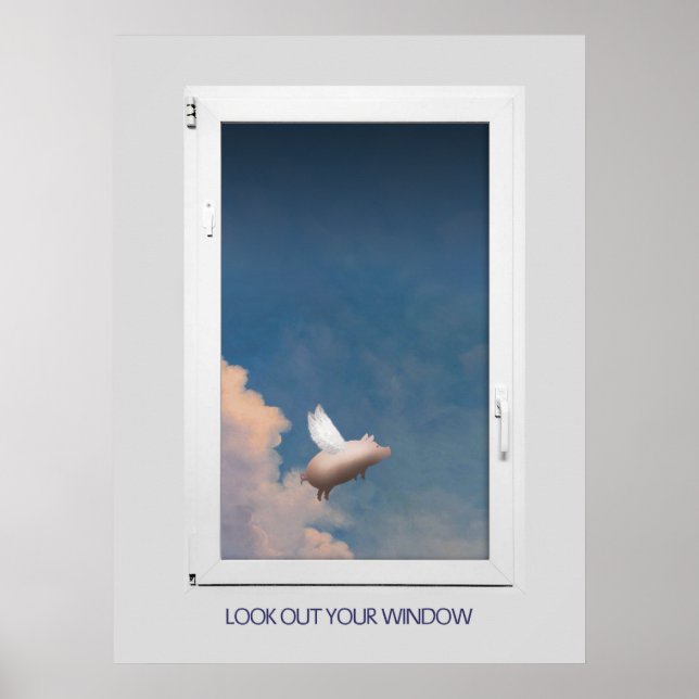 affiche de cochon volant - 24 x 32 pouces (Devant)