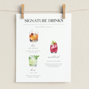 Affiche de cocktails de mariage Boissons Signature