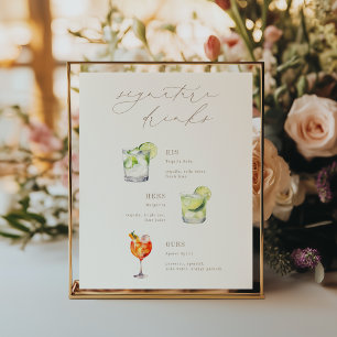 Affiche de cocktails de mariage Boissons signature