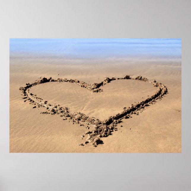 affiche de coeur d'amour plage (Devant)