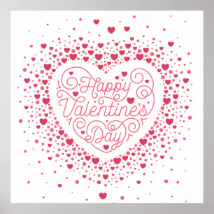 Affiche de coeur Heureuse Sainte-Valentin 24x24