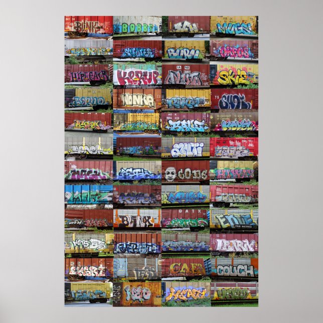 Affiche de collage de graffiti de wagon (Devant)