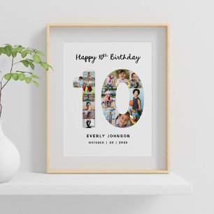 Affiche de collage photo numéro d'anniversaire 10