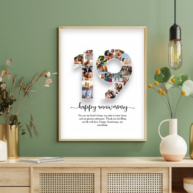 Affiche de collage photo pour le 19e anniversaire (Créateur téléchargé)