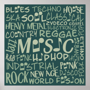 Affiche de collage Word des genres musicaux