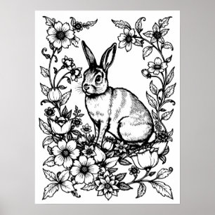 Affiche de coloriage de lapin Art Nouveau 1