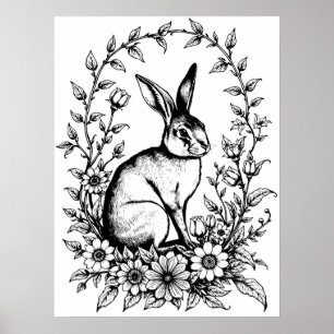 Affiche de coloriage de lapin Art Nouveau 4