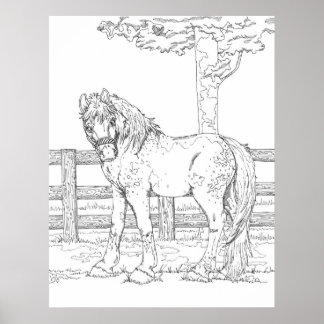 Affiche de coloriage du cheval