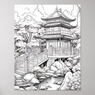 Affiche de coloriage du paysage relaxant