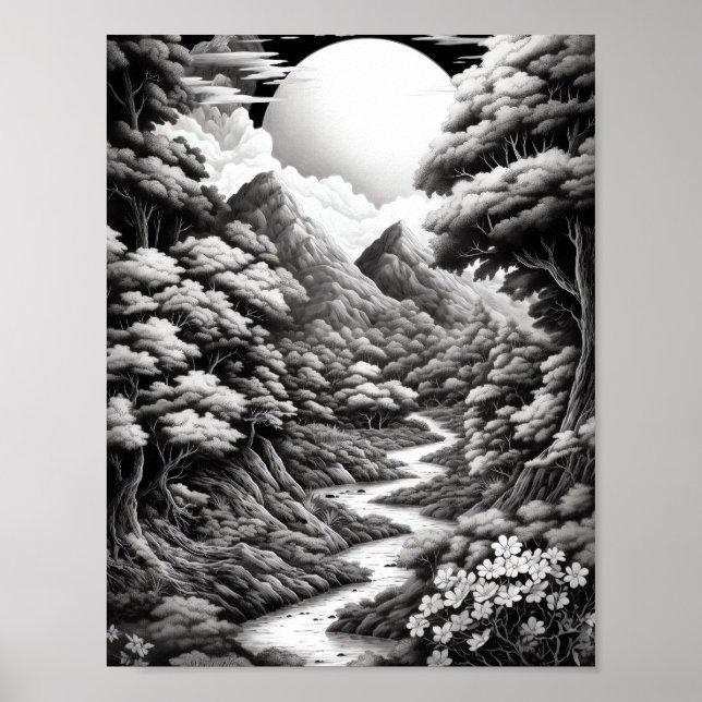 Affiche de coloriage du paysage relaxant (Devant)