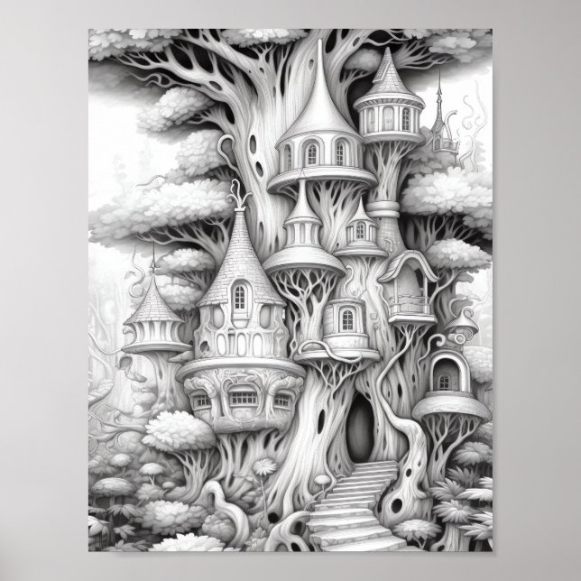 Affiche de coloriage du paysage relaxant (Devant)