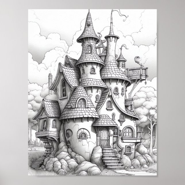 Affiche de coloriage du paysage relaxant (Devant)