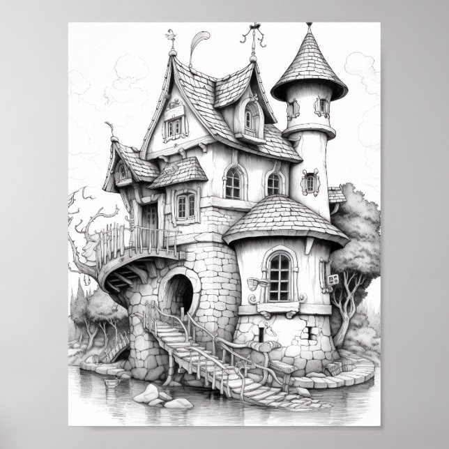 Affiche de coloriage du paysage relaxant (Devant)