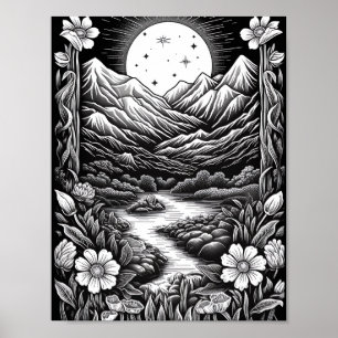 Affiche de coloriage du paysage relaxant