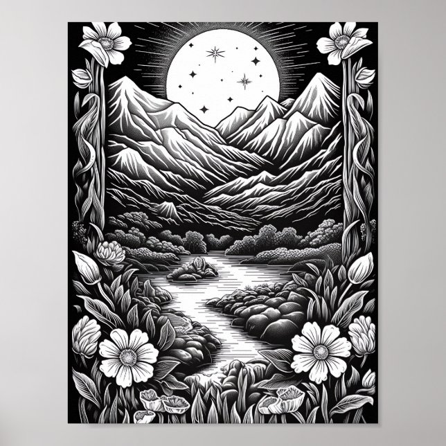 Affiche de coloriage du paysage relaxant (Devant)
