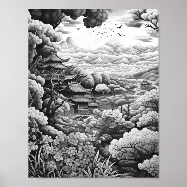 Affiche de coloriage du paysage relaxant (Devant)