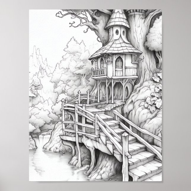 Affiche de coloriage du paysage relaxant (Devant)