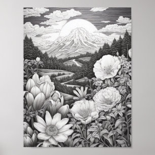 Affiche de coloriage du paysage relaxant
